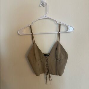 Urban Outfitters Grey Lace Up Crop Top in Size Small